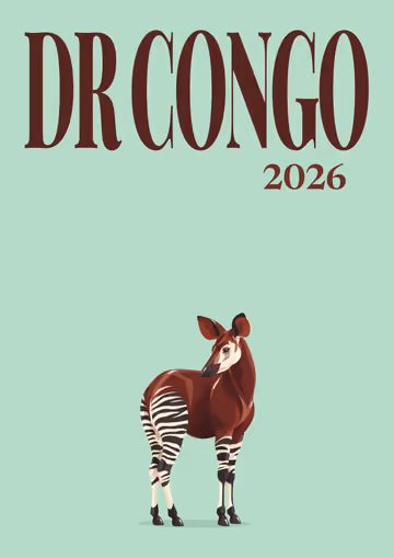 Dr Congo illustrated travel photo book cover with the okapi artwork