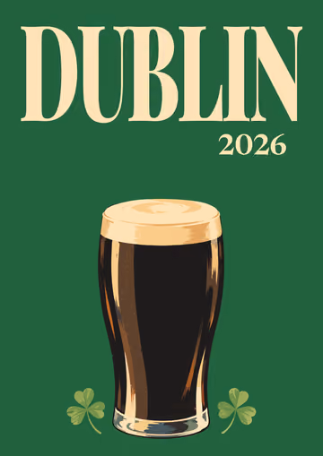Dublin illustrated travel photo book cover with the pint of stout artwork