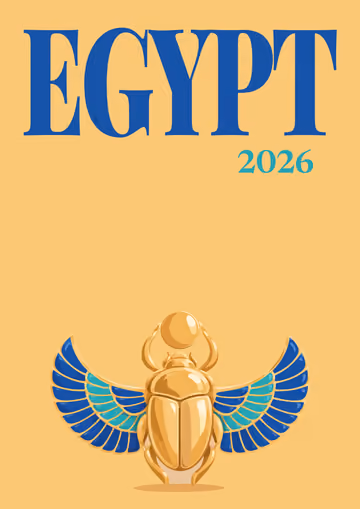 Egypt illustrated travel photo book cover with the golden scarab artwork