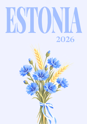 Estonia illustrated travel photo book cover with the cornflowers artwork