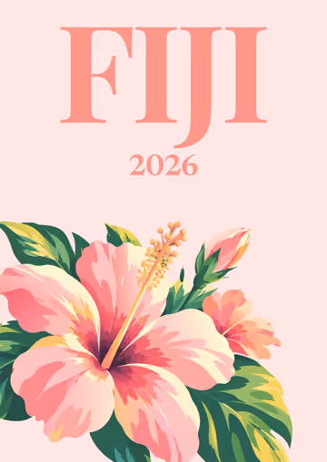 Fiji illustrated travel photo book cover with the hibiscus artwork