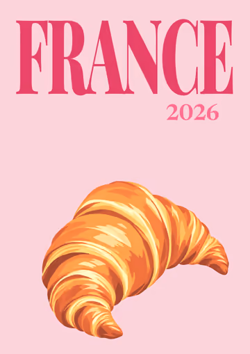France illustrated travel photo book cover with the croissant artwork