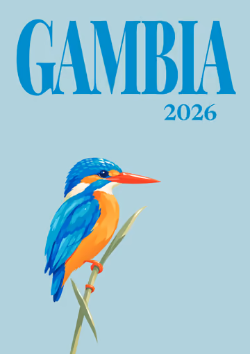 Gambia illustrated travel photo book cover with the kingfisher artwork