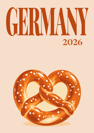 Germany illustrated travel photo book cover with the pretzel artwork
