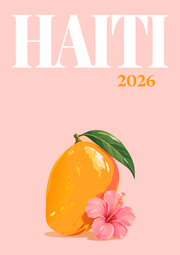 Haiti illustrated travel photo book cover with the mango artwork