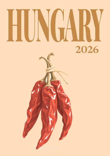 Hungary illustrated travel photo book cover with the paprika artwork