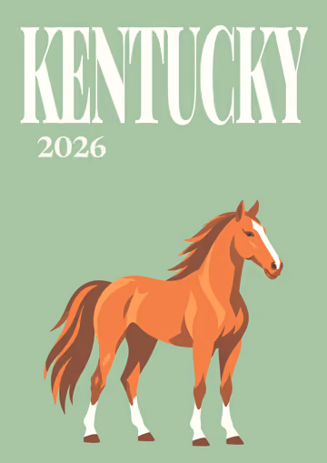 Kentucky illustrated travel photo book cover with the horse artwork