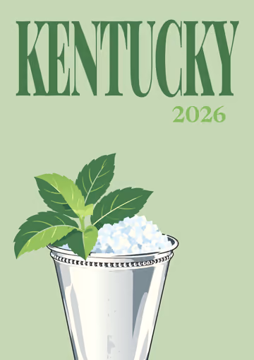 Kentucky illustrated travel photo book cover with the mint julep artwork