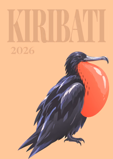 Kiribati illustrated travel photo book cover with the frigatebird artwork