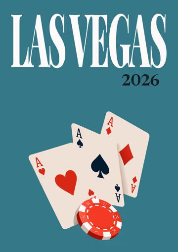 Las Vegas illustrated travel photo book cover with the aces and chip artwork