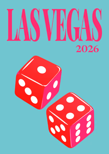 Las Vegas illustrated travel photo book cover with the dice artwork in light blue