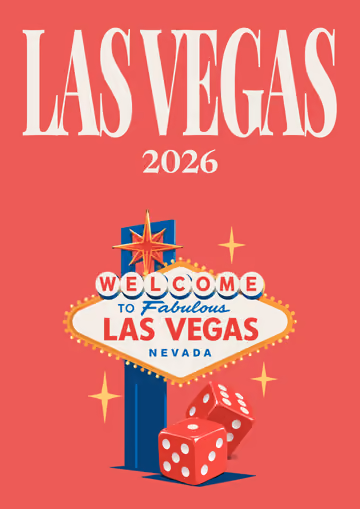 Las Vegas illustrated travel photo book cover with the welcome sign and dice artwork
