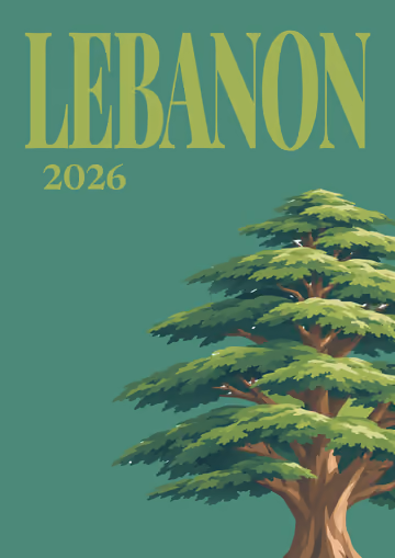 Lebanon illustrated travel photo book cover with the cedar artwork