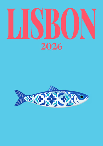 Lisbon illustrated travel photo book cover with the azulejo sardine artwork