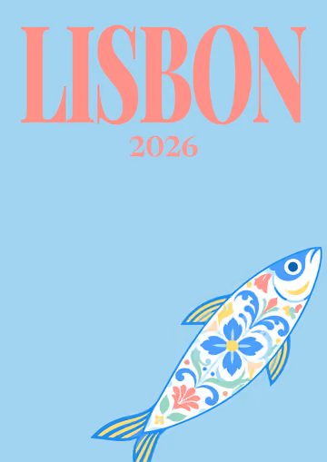 Lisbon illustrated travel photo book cover with the azulejo sardine artwork