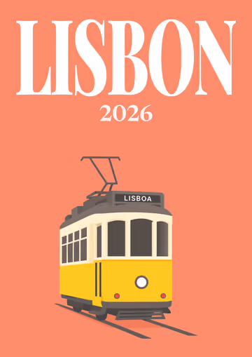 Lisbon illustrated travel photo book cover with the tram 28 artwork