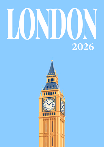 London illustrated travel photo book cover with the Big Ben artwork