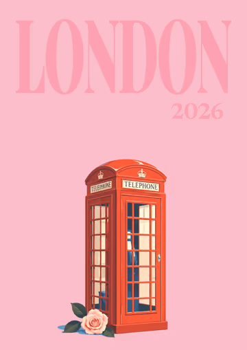 London illustrated travel photo book cover with the phone box and rose artwork