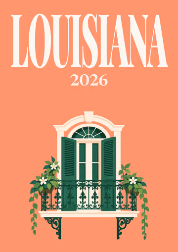 Louisiana illustrated travel photo book cover with the balcony artwork