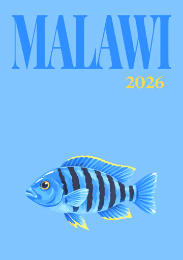 Malawi illustrated travel photo book cover with the cichlid fish artwork