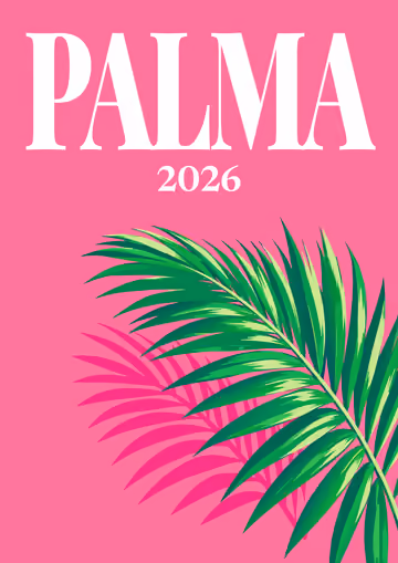 Palma illustrated travel photo book cover with the palm frond artwork