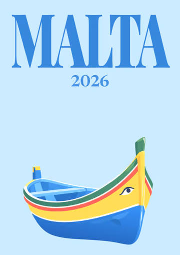 Malta illustrated travel photo book cover with the luzzu boat artwork