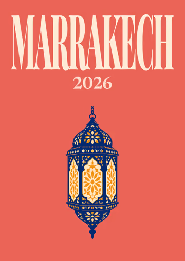 Marrakech illustrated travel photo book cover with the lantern artwork