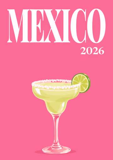 Mexico illustrated travel photo book cover with the margarita artwork