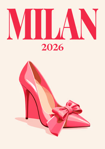 Milan illustrated travel photo book cover with the pink heel artwork