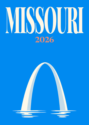 Missouri illustrated travel photo book cover with the Gateway Arch artwork