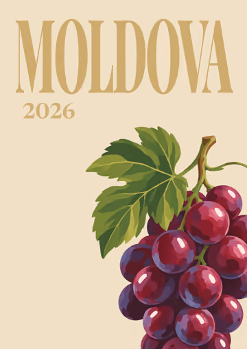 Moldova illustrated travel photo book cover with the grapes artwork