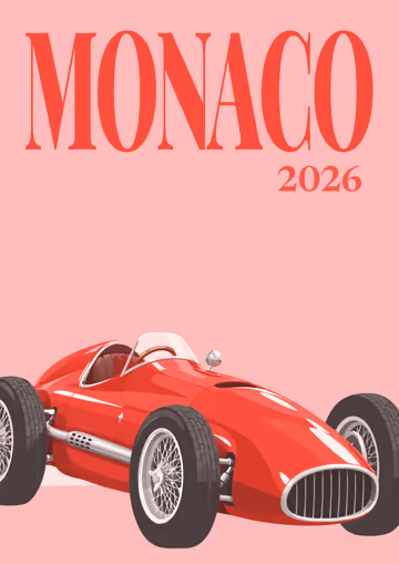 Monaco illustrated travel photo book cover with the vintage racing car artwork