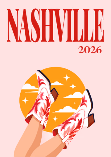 Nashville illustrated travel photo book cover with the cowboy boots artwork
