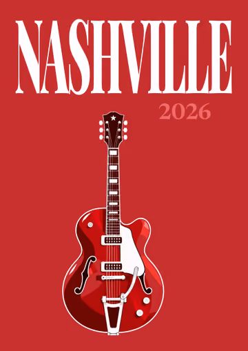 Nashville illustrated travel photo book cover with the guitar artwork