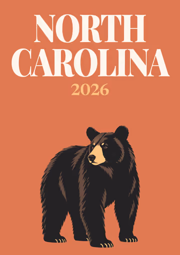 North Carolina illustrated travel photo book cover with the black bear artwork