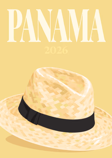 Panama illustrated travel photo book cover with the Panama hat artwork