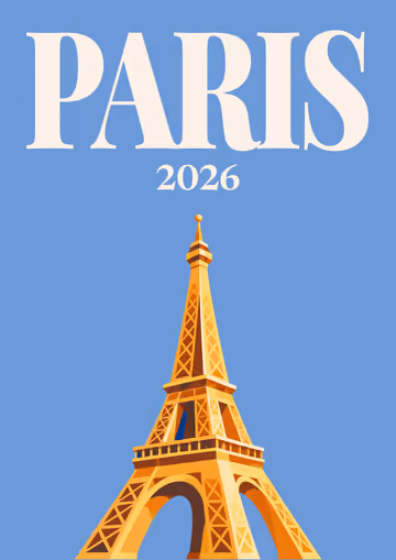 Paris illustrated travel photo book cover with the Eiffel Tower artwork in gold