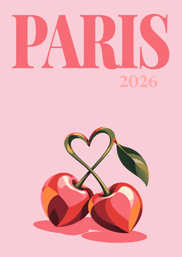 Paris illustrated travel photo book cover with the heart cherries artwork