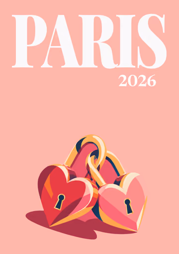 Paris illustrated travel photo book cover with the love locks artwork