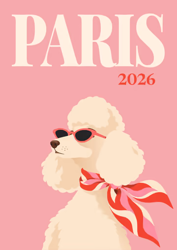 Paris illustrated travel photo book cover with the poodle artwork