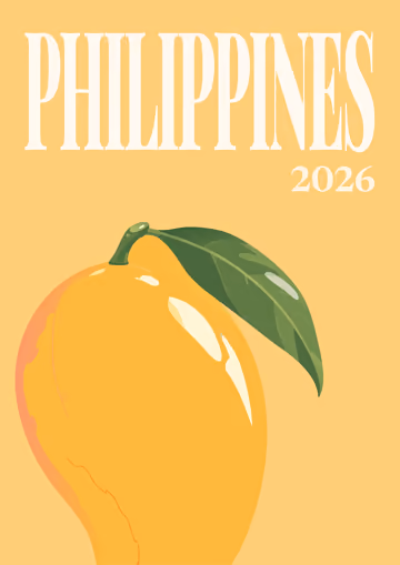Philippines illustrated travel photo book cover with the carabao mango artwork