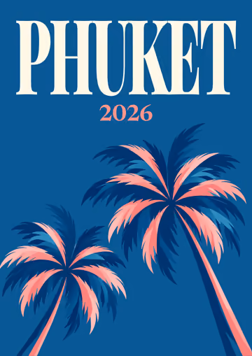 Phuket illustrated travel photo book cover with the palms artwork