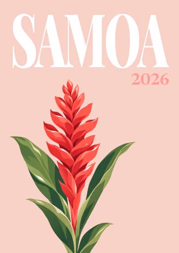 Samoa illustrated travel photo book cover with the teuila flower artwork