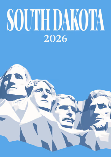 South Dakota illustrated travel photo book cover with the Mount Rushmore artwork