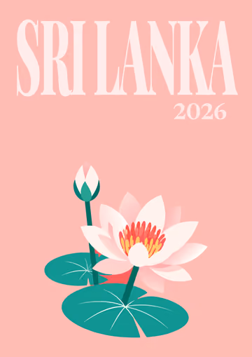 Sri Lanka illustrated travel photo book cover with the lotus artwork