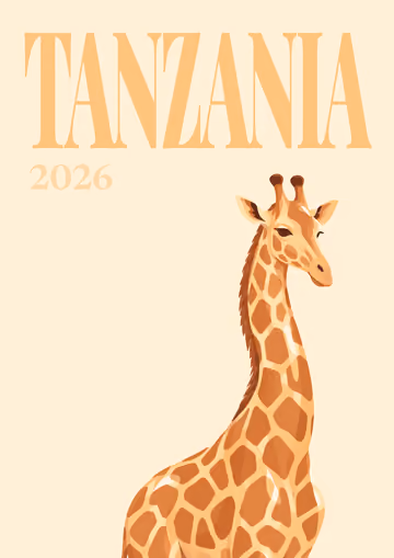 Tanzania illustrated travel photo book cover with the giraffe artwork