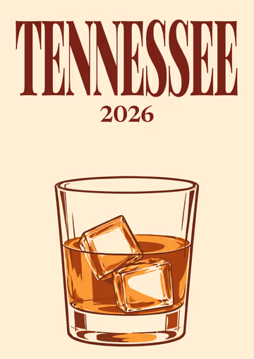 Tennessee illustrated travel photo book cover with the whiskey artwork