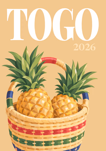 Togo illustrated travel photo book cover with the woven market basket artwork