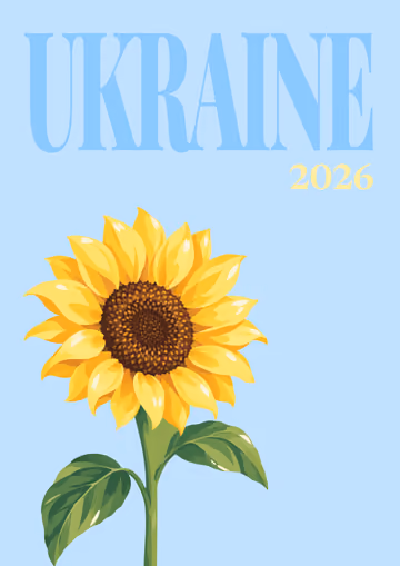 Ukraine illustrated travel photo book cover with the sunflower artwork