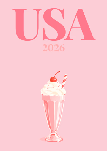 USA illustrated travel photo book cover with the milkshake artwork